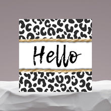 Load image into Gallery viewer, Leopard Hello Wood Print- 12x12 Square