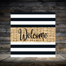 Load image into Gallery viewer, Welcome Stripes Wood Print- 12x12 Square